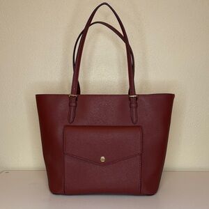 Micheal Kors Jet Set Large Red Leather Tote Bag